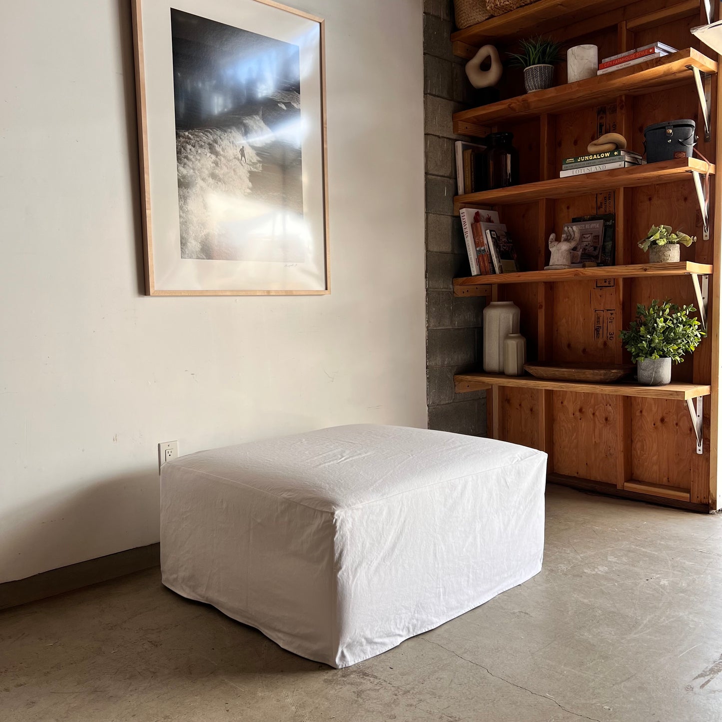 White Cotton Ottoman