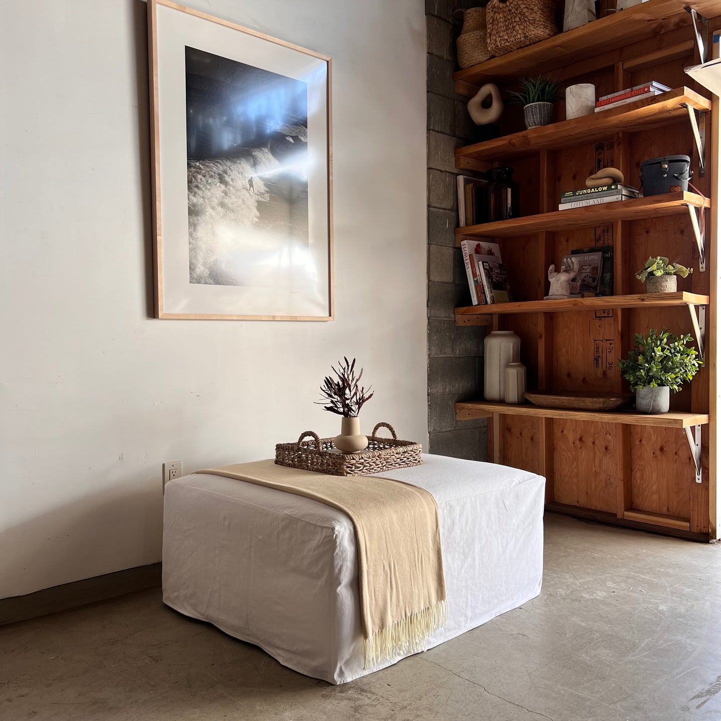 White Cotton Ottoman