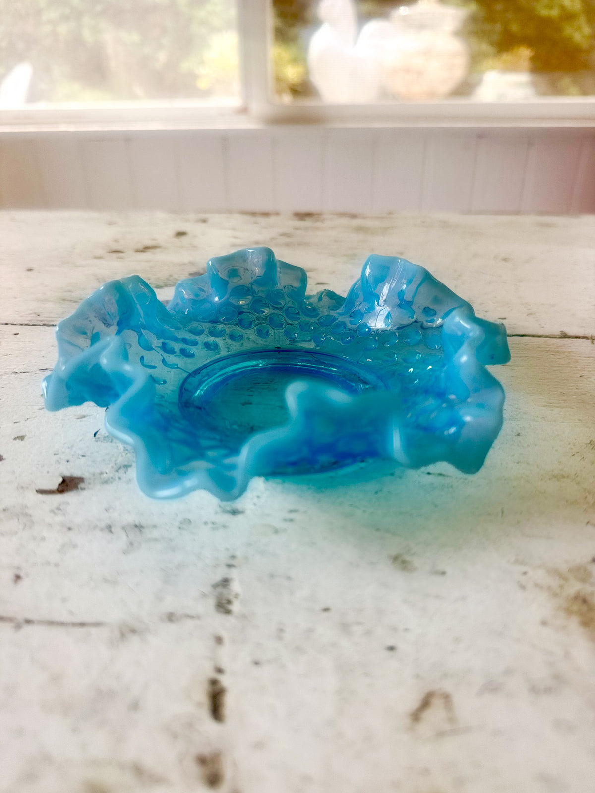 Vintage Fenton Hobnail Glass Dish
