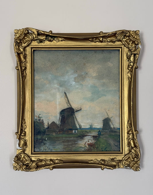 Windmill Vintage French Painting