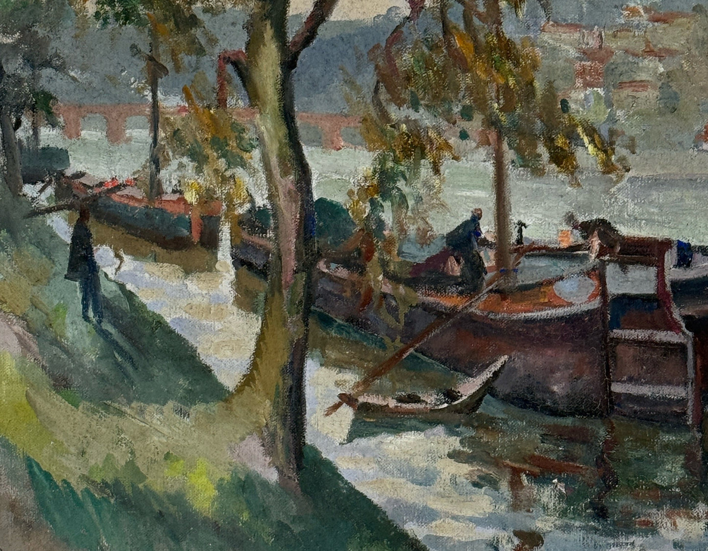River Boats Vintage Painting