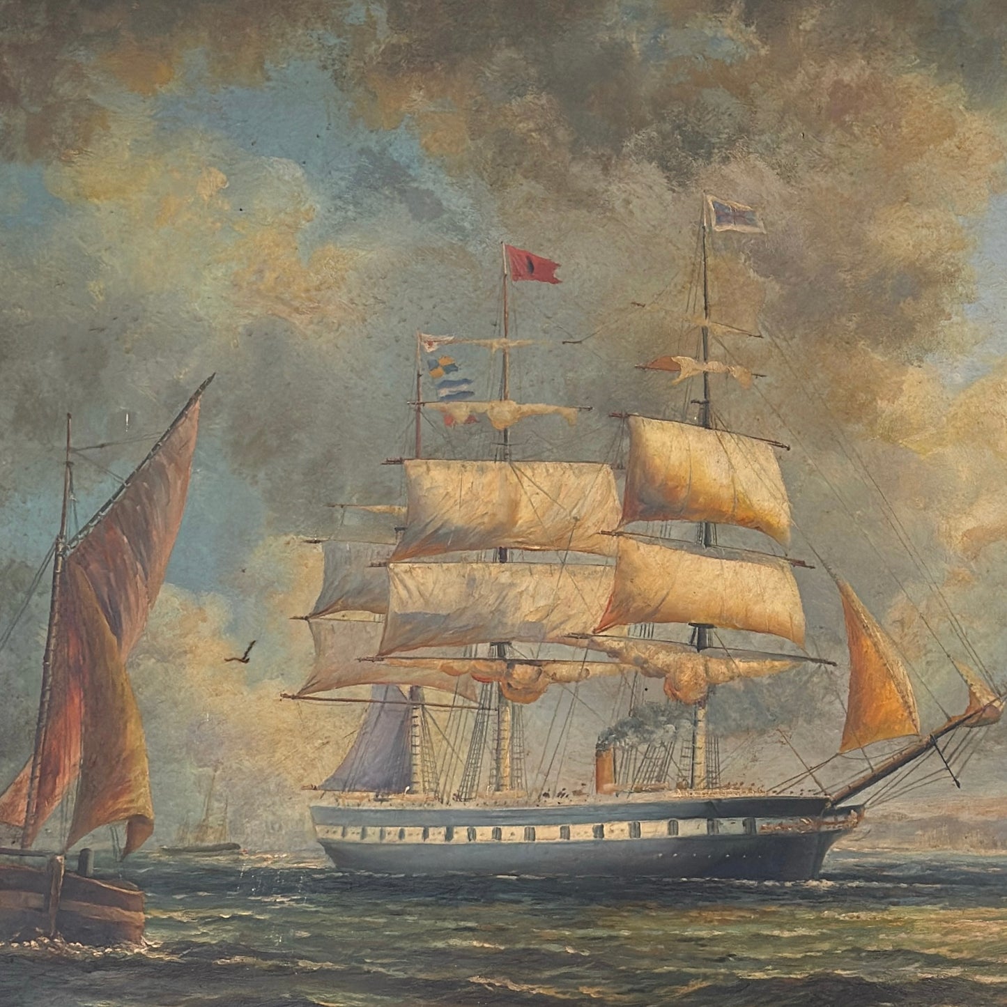 French Ship w/Red Flag