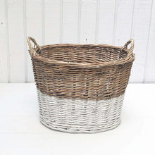 Load image into Gallery viewer, White Dipped Oval Willow Basket