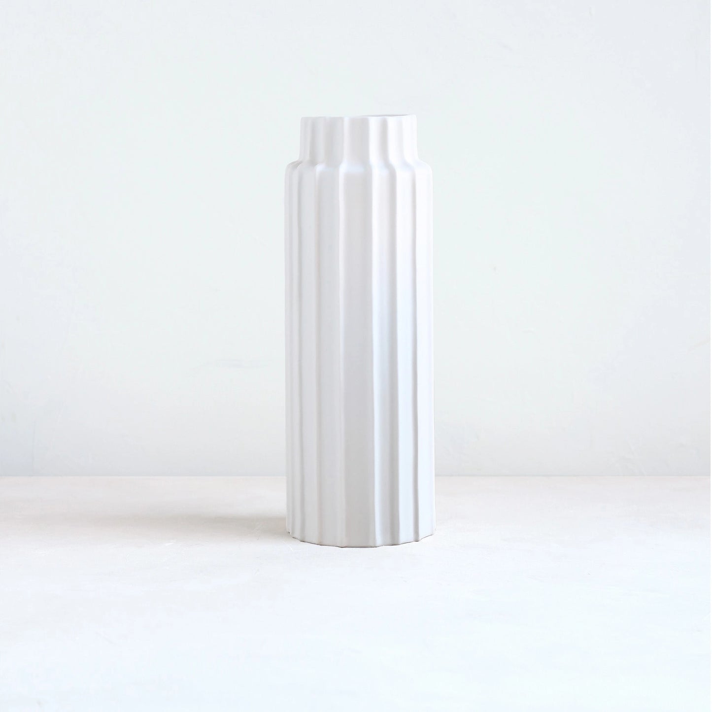 Ceramic Ribbed Cylinder Vase-Tall