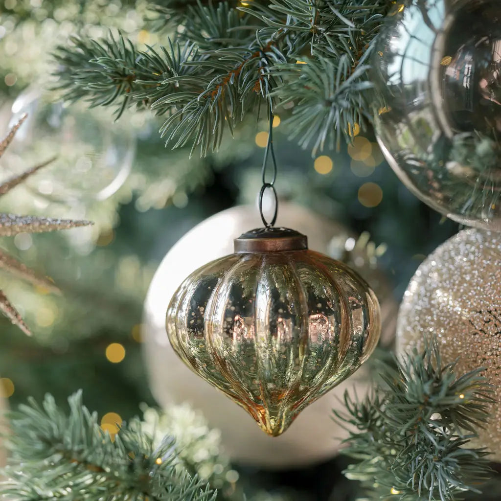 Gold Mercury Glass Ornament-3"