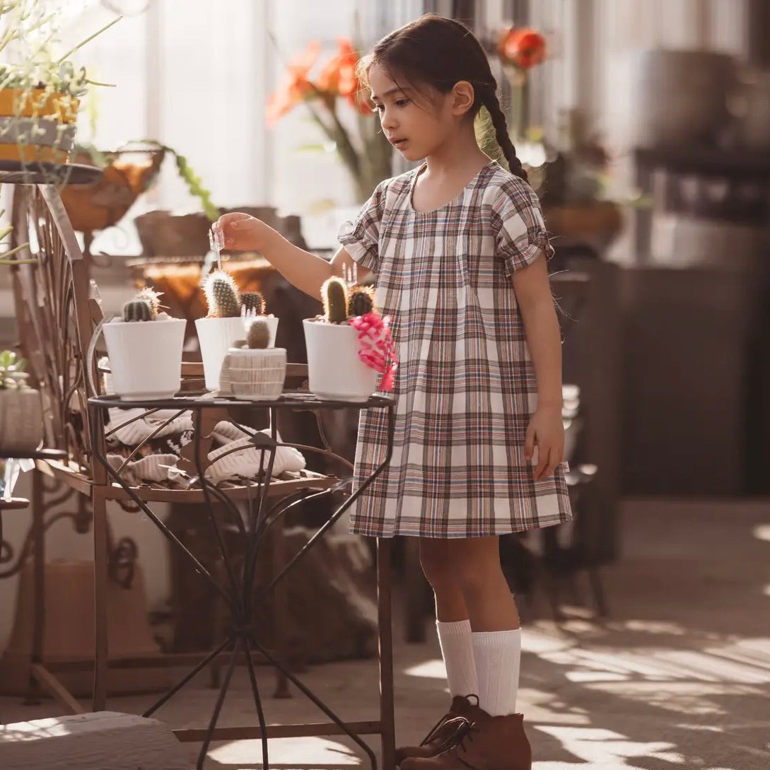 Vintage Plaid Linen Dress