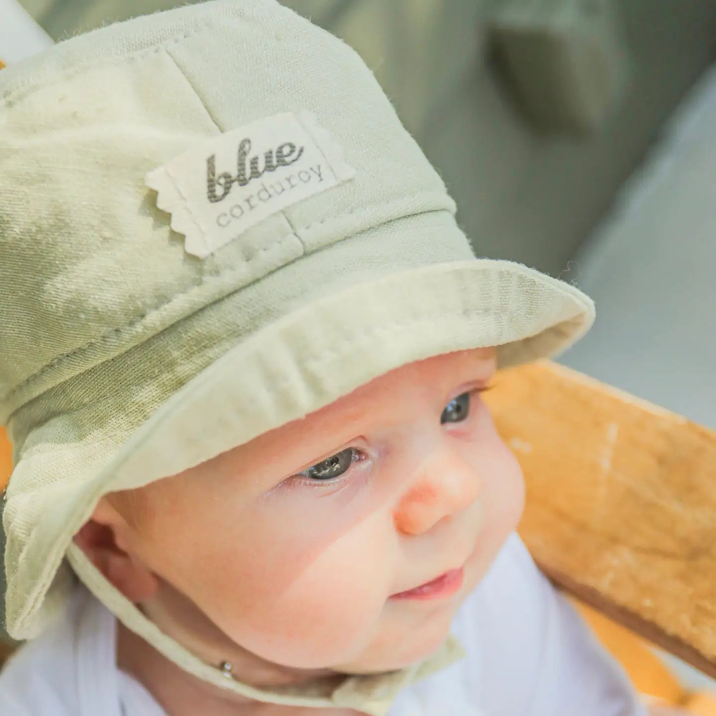 Baby Linen Bucket Hat-Beige
