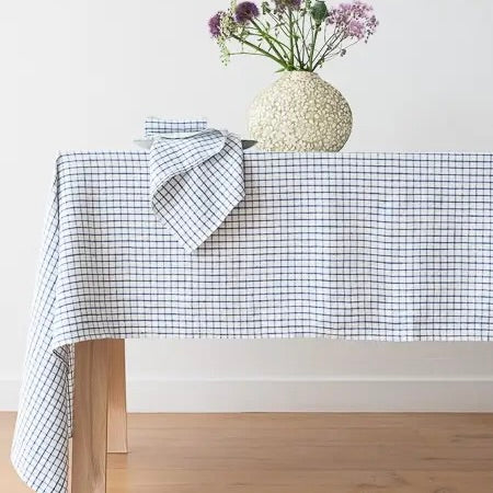 Graphic Blue Check Linen Napkin