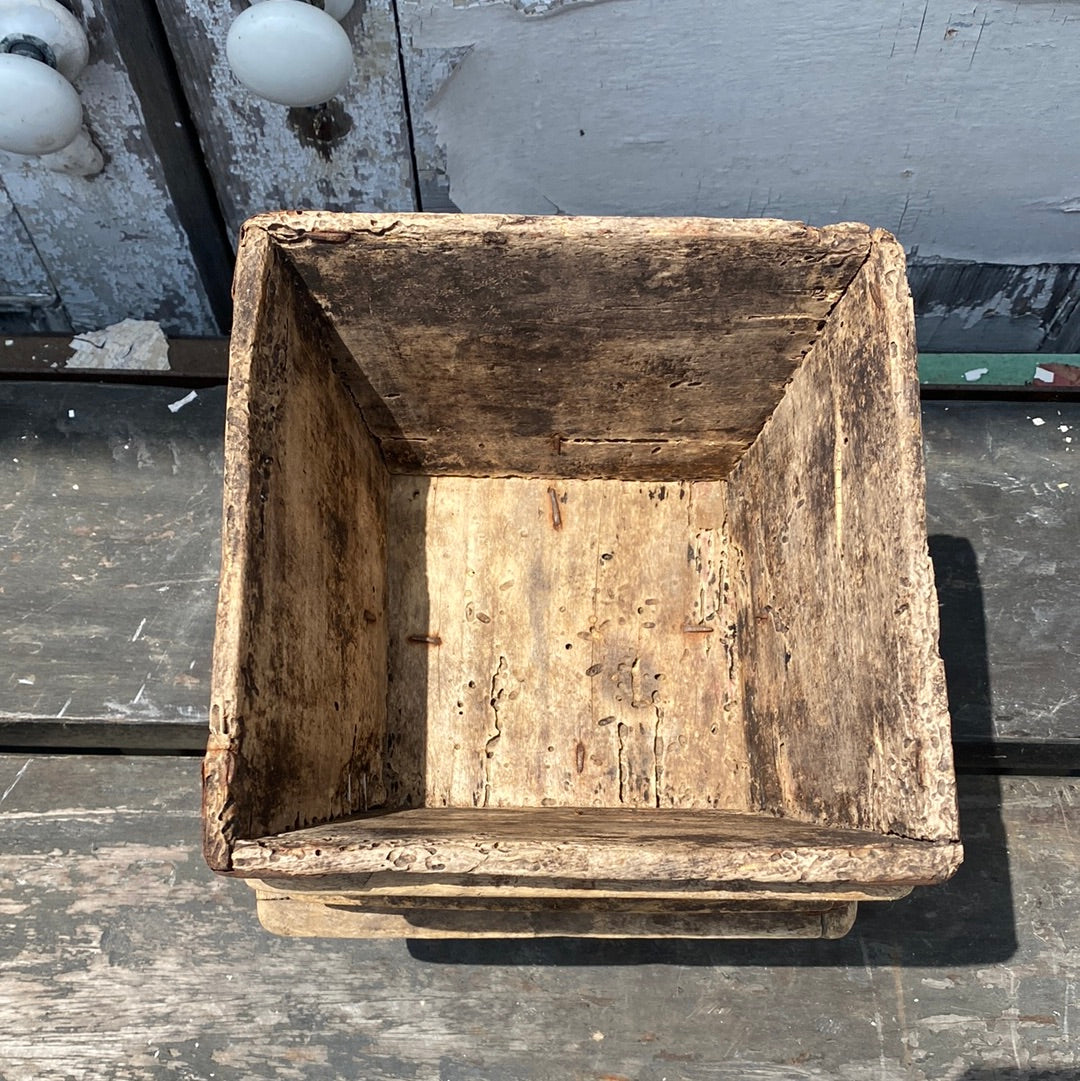 square rustic wooden bowl