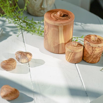 Olive Wood Spice Jar Large