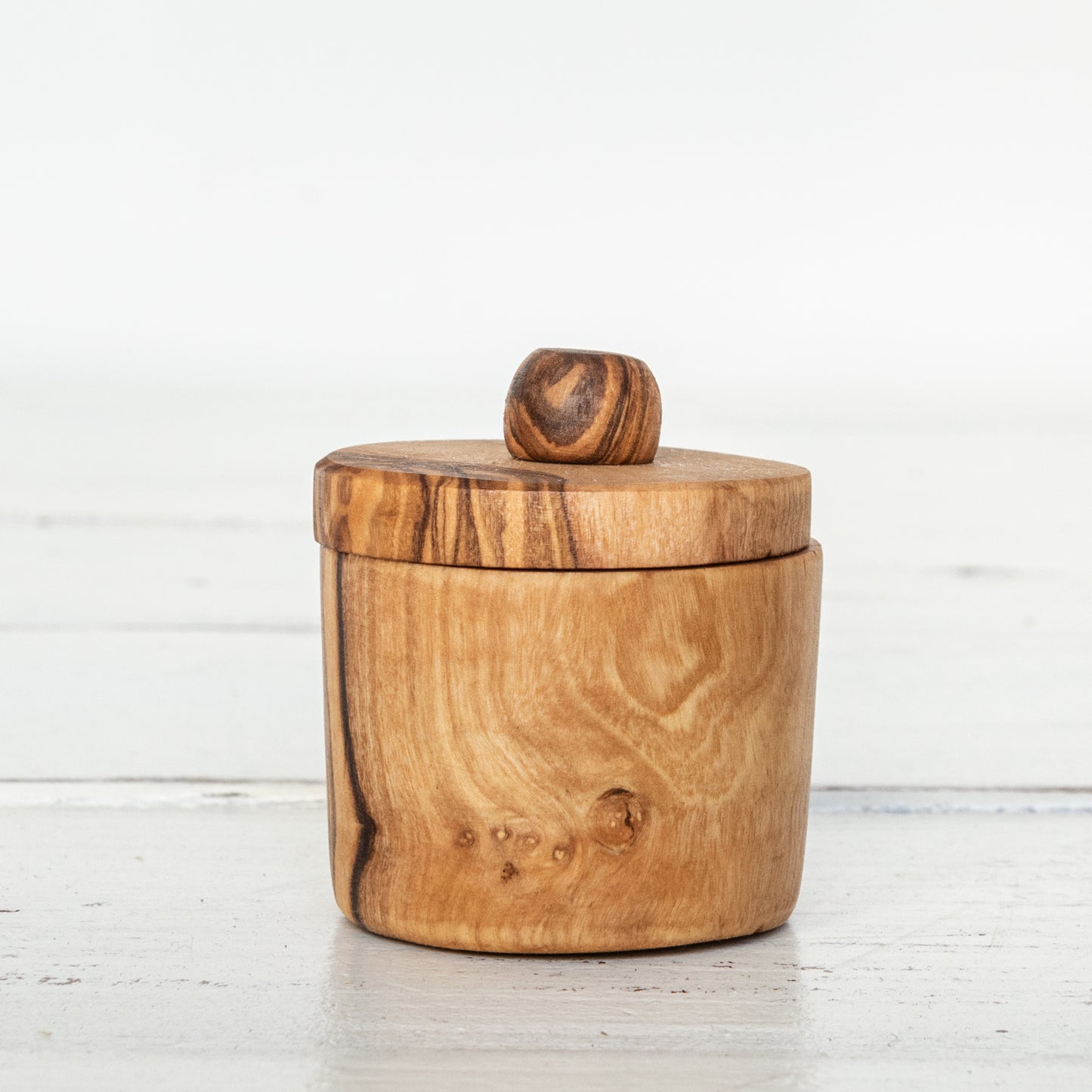 light brown wood jar with top