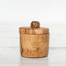 Load image into Gallery viewer, light brown wood jar with top