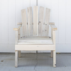 white washed wood patio chair