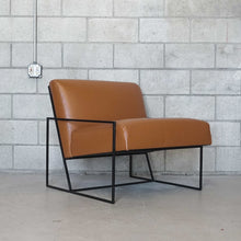 Load image into Gallery viewer, The Gramercy Chair (leather)-simple modern metal frame, brown leather upholstery