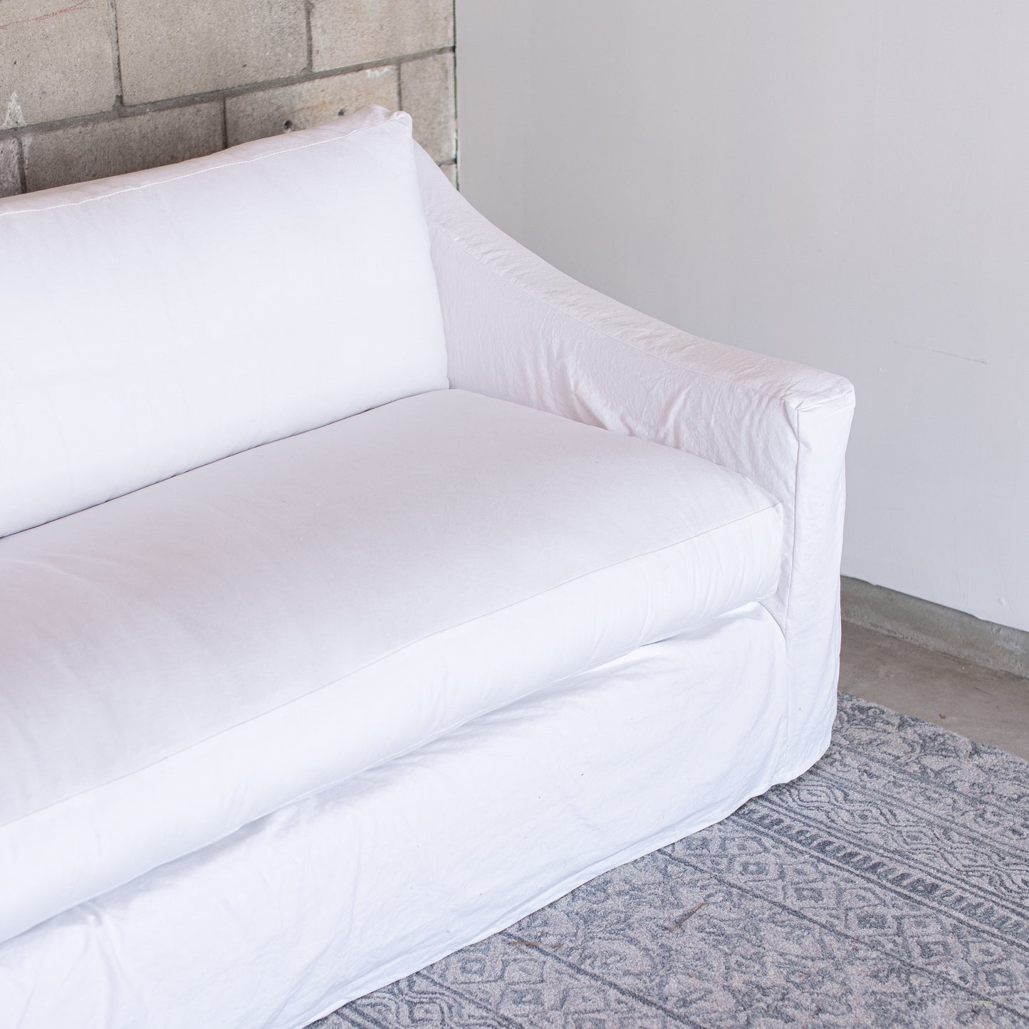 The South Bay Sofa-white duck cotton fabric slipcover, bench cushion and two back pillows