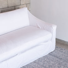 Load image into Gallery viewer, The South Bay Sofa-white duck cotton fabric slipcover, bench cushion and two back pillows