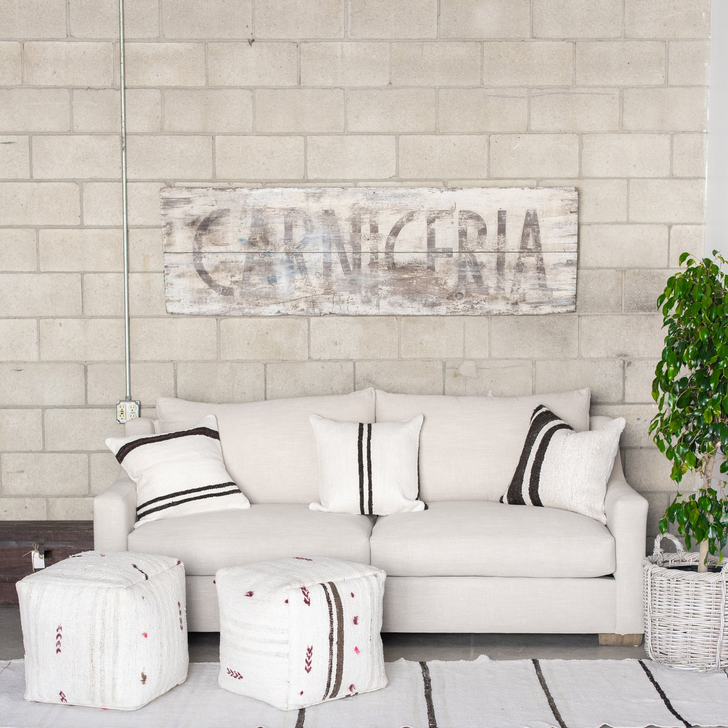 The Silver Lake Sofa-clean line sofa, wood feet, cream linen fabric