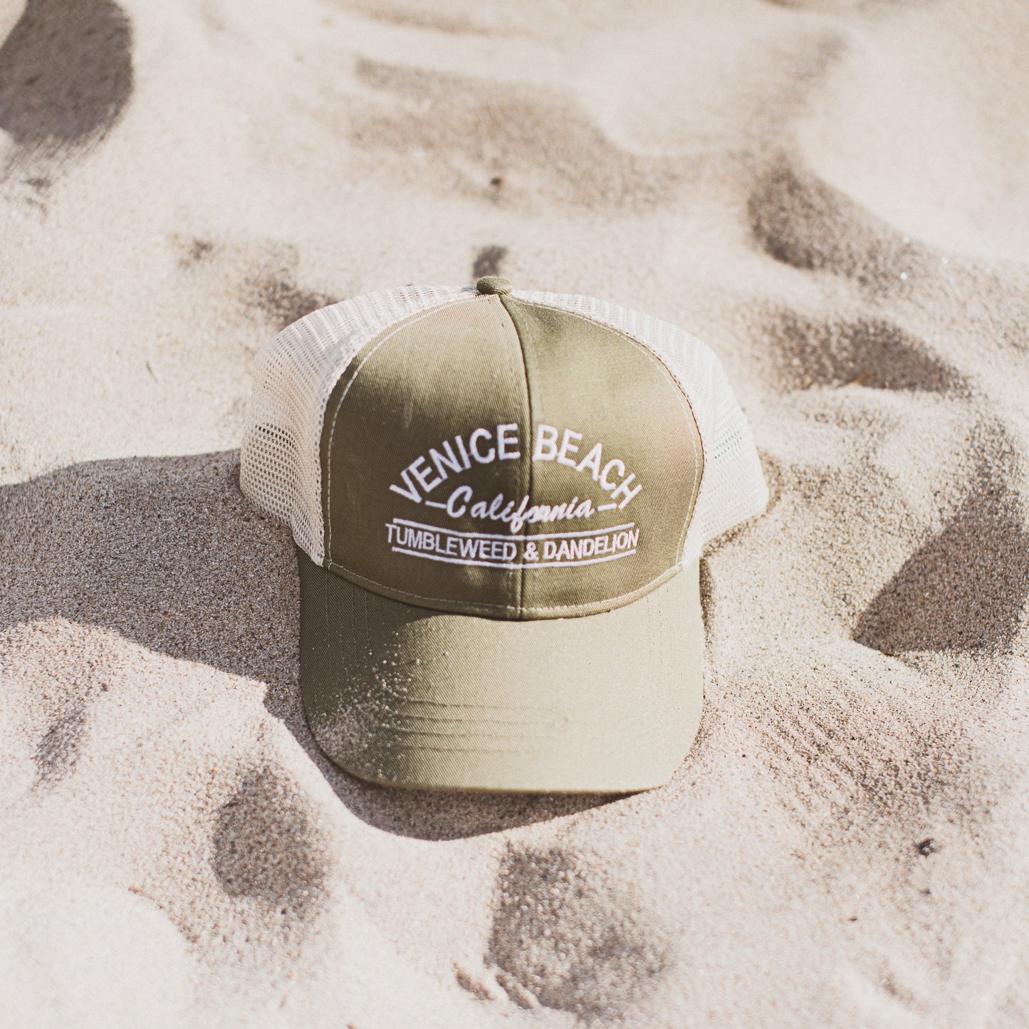 Venice beach trucker hat green tan