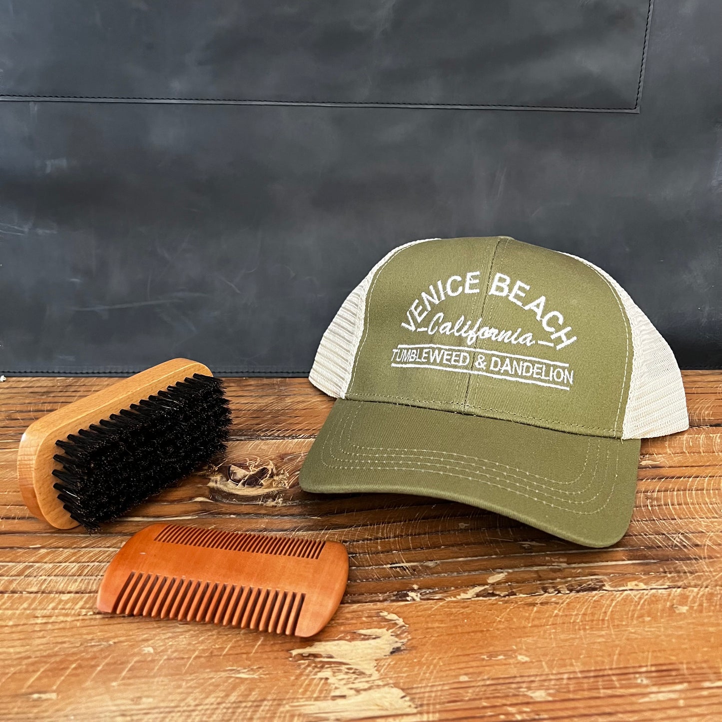 two sided light brown pear wood beard comb