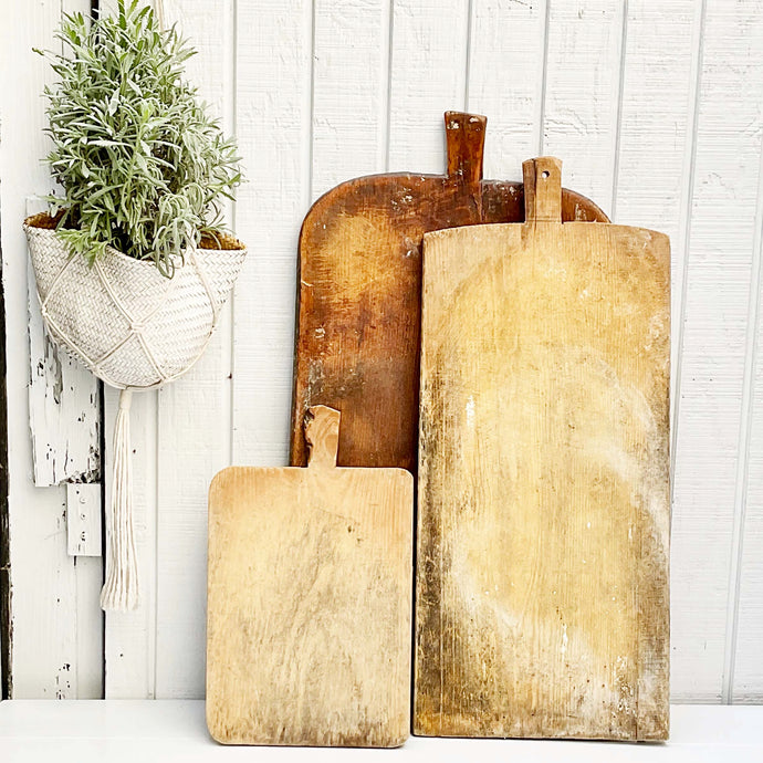 large vintage wooden bread boards with handles