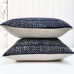 dark navy with white pattern square throw pillow
