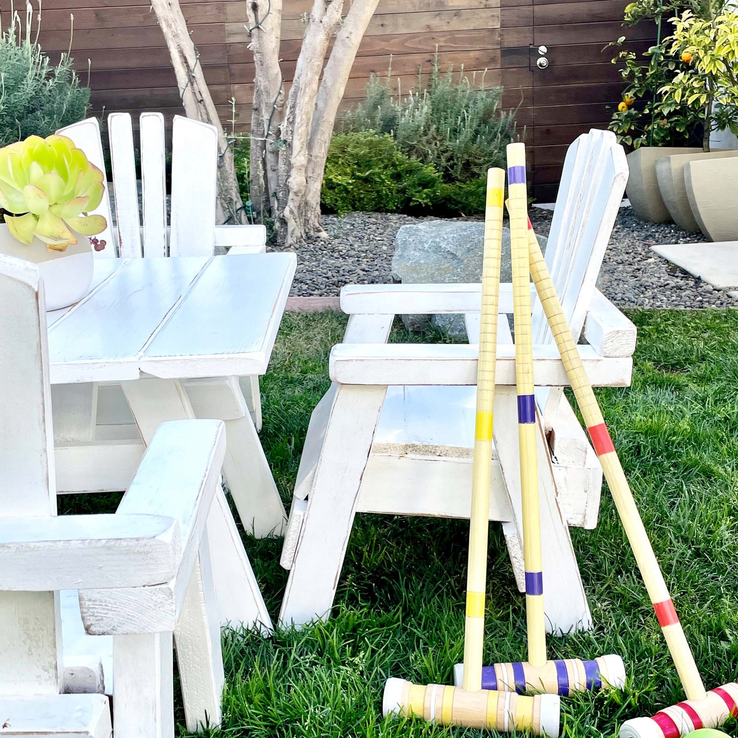 painted white kids patio chair