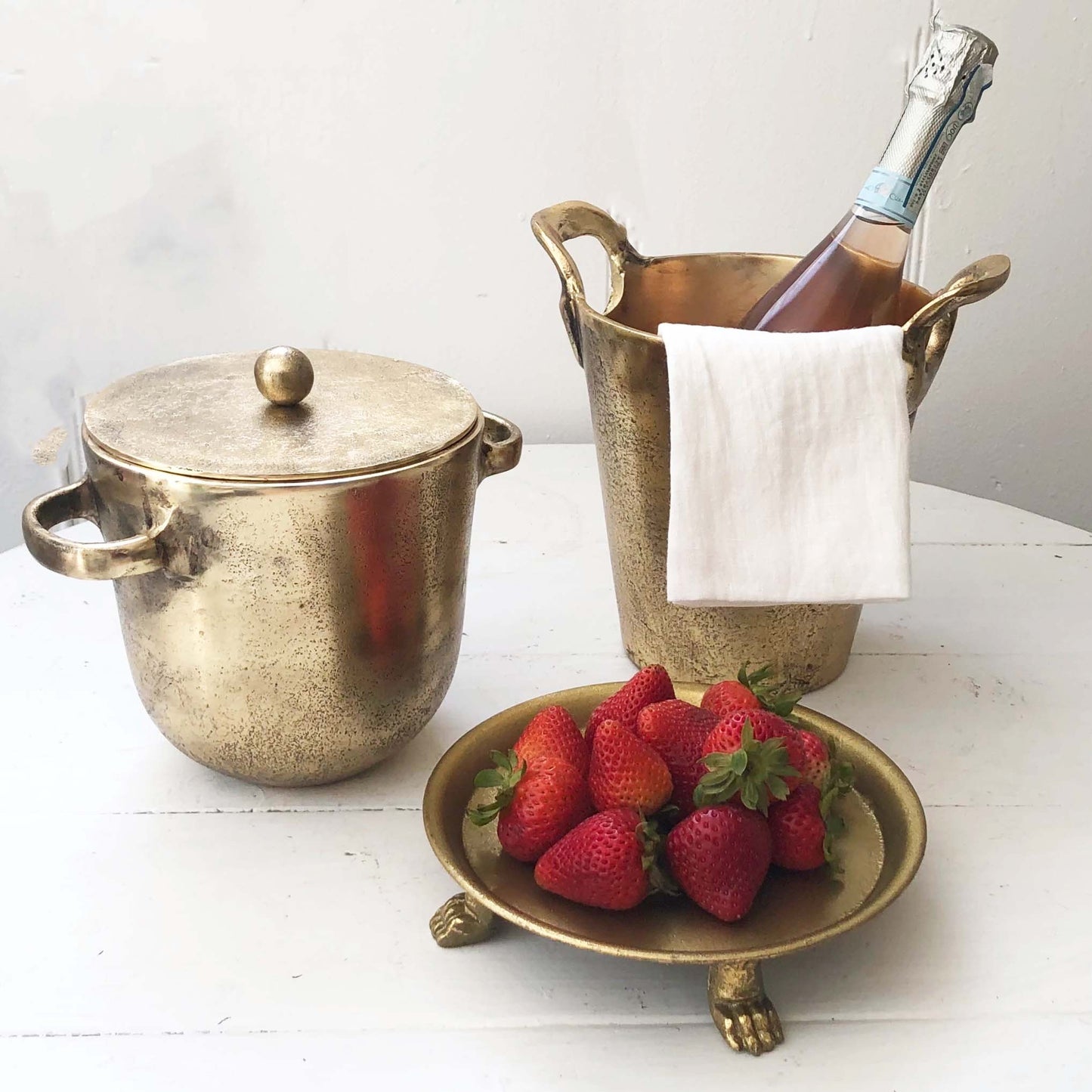 Antique Brass Ice Bucket w/Handles