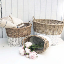 Load image into Gallery viewer, White Dipped Oval Willow Basket