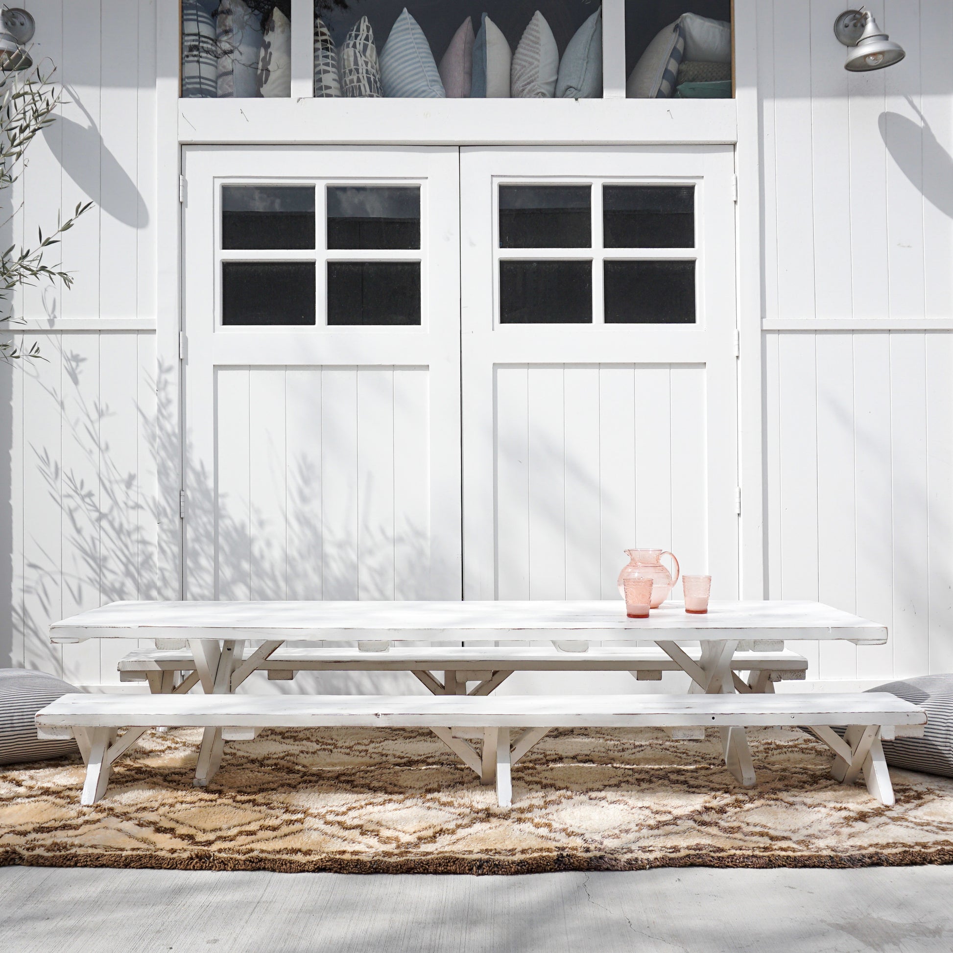 white painted kids picnic table and bench set