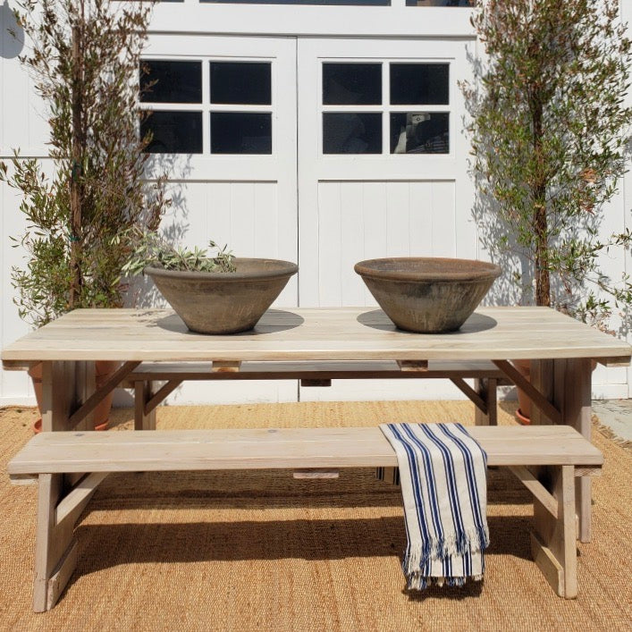 clean line handmade wood picnic table and bench set