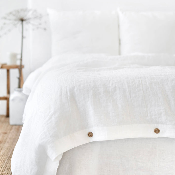 T&D White Linen Duvet Set