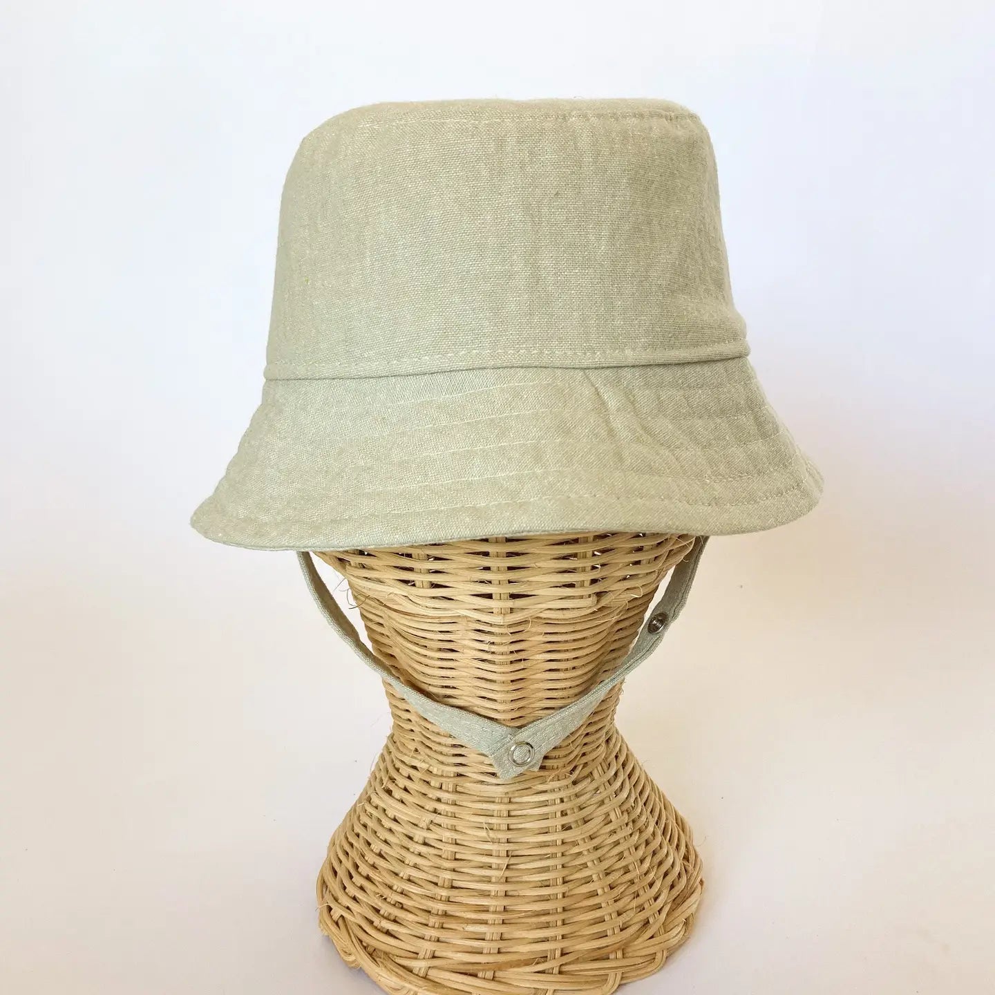 Baby Linen Bucket Hat-Beige