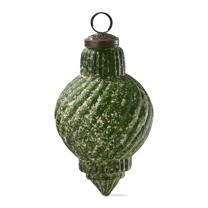 Antique Green Glass Ornament-Swirl