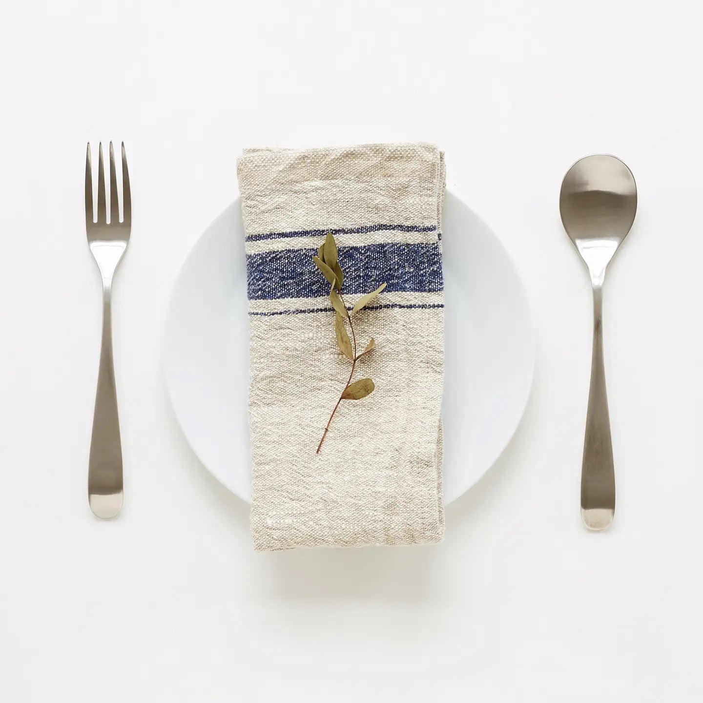 Blue Stripe Vintage Linen Napkin Set/2
