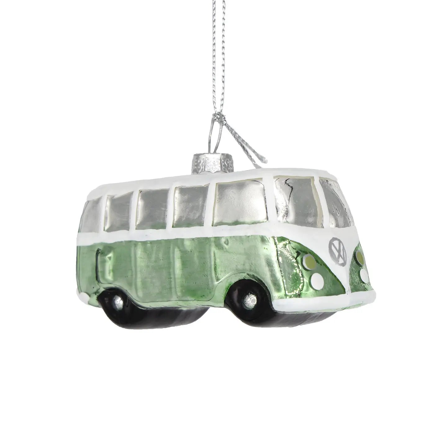 Green VW Van Glass Ornament