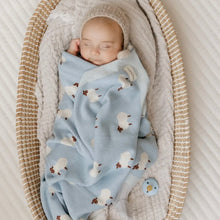 Load image into Gallery viewer, Blue Sheep Organic Cotton Blanket