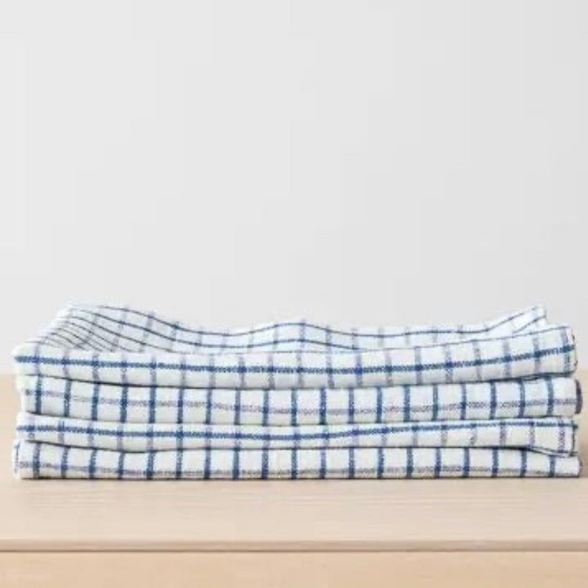 Graphic Blue Check Linen Napkin