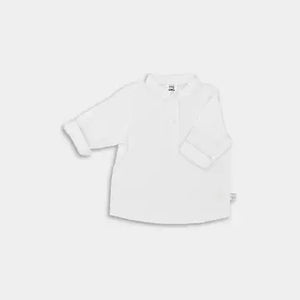 kid's white long sleeved henley shirt