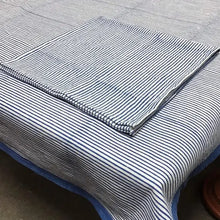 Load image into Gallery viewer, Blue/Natural Stripe Tablecloth