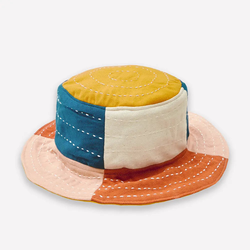 Checkered Baby Bucket Hat-Mustard