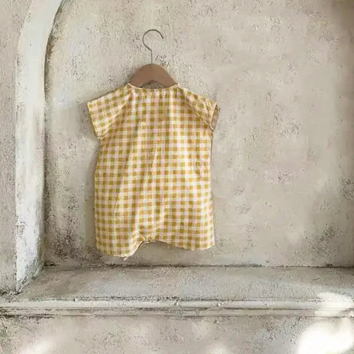 Yellow Checkered Romper
