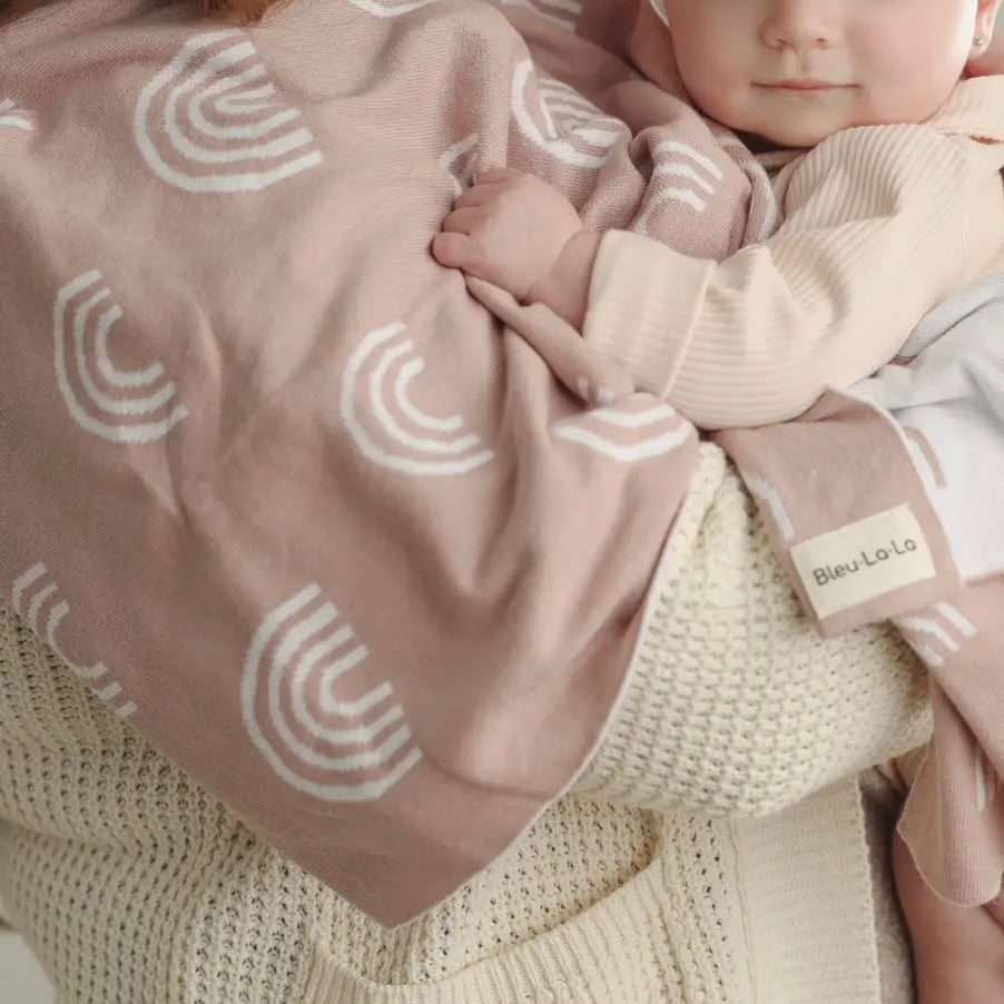 Pink Baby Blanket w/Rainbow