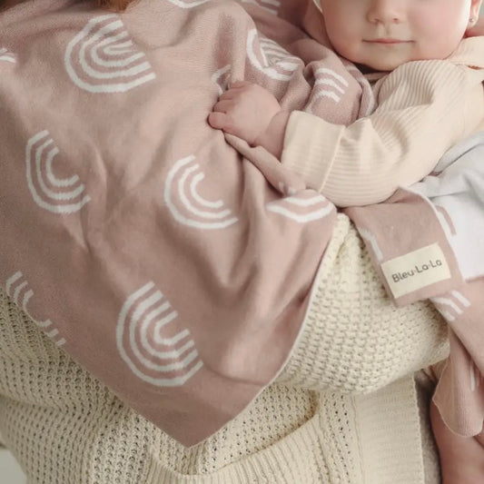 Pink Baby Blanket w/Rainbow