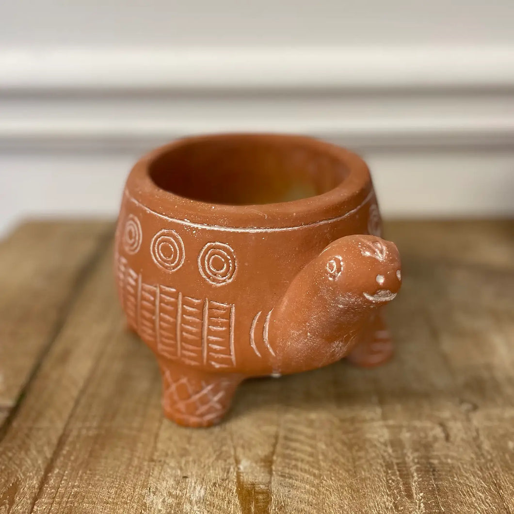 Cement Red Turtle Planter-Small