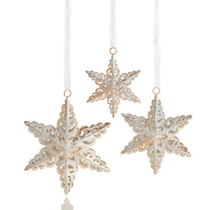 Set/3 Antique White Snowflake Ornament