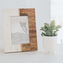 Load image into Gallery viewer, picture frame with half wood and half bone
