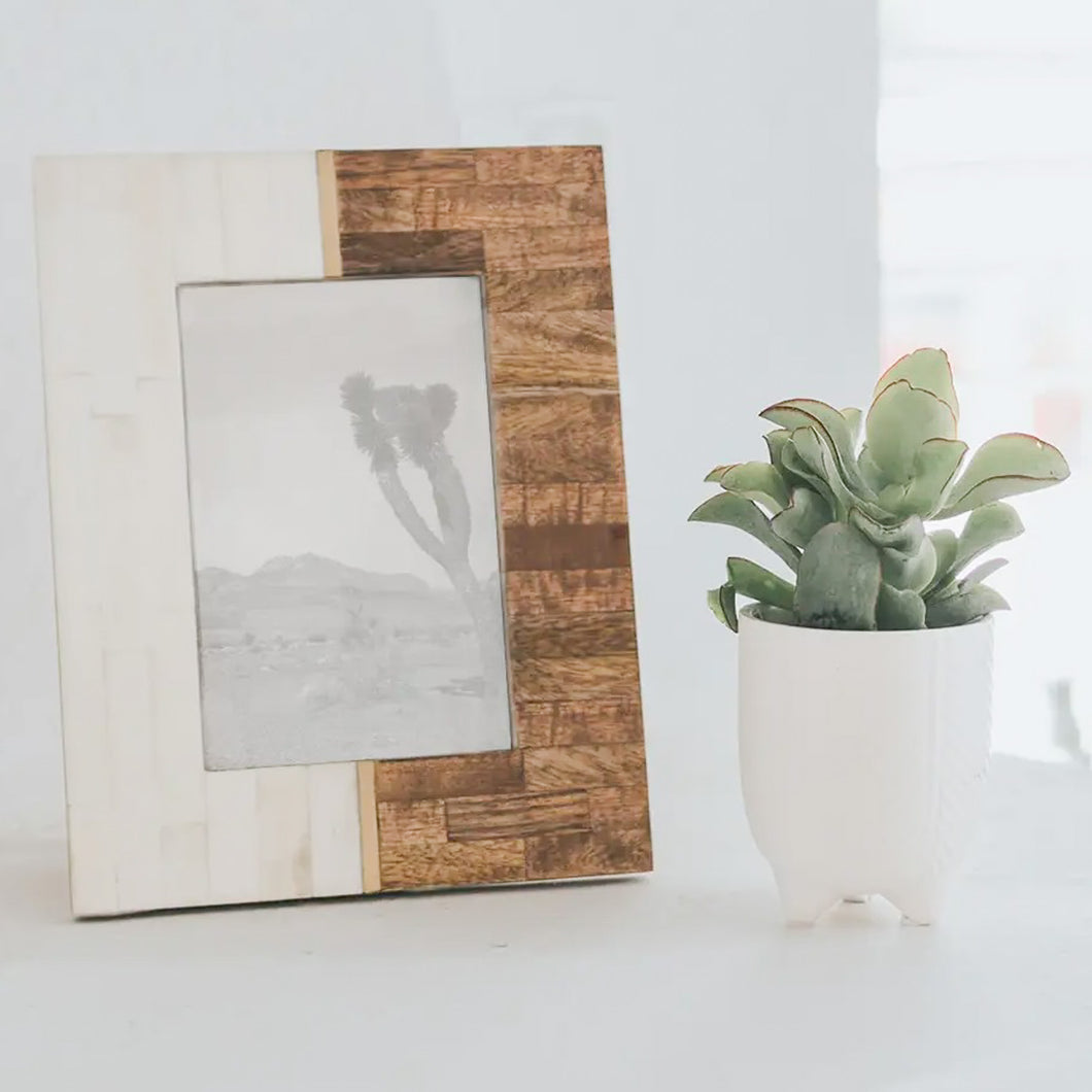 picture frame with half wood and half bone