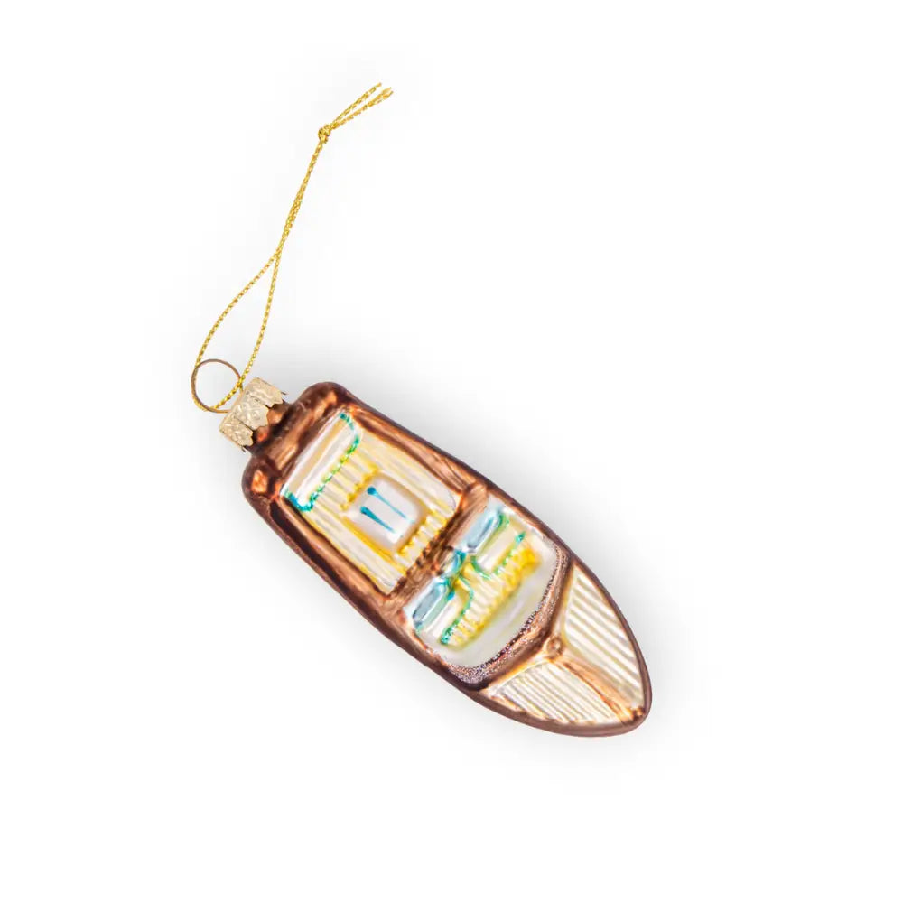Vintage Speed Boat Glass Ornament