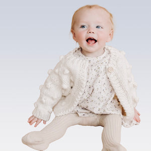 Kid's Popcorn Cardigan-Cream