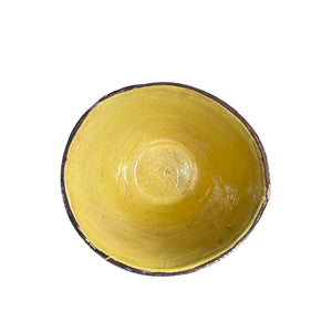 ceramic rustic planter bowls, yellow on the inside